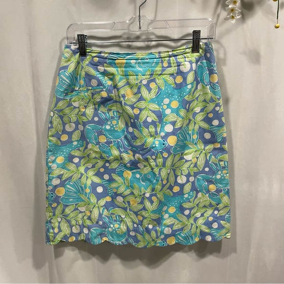Y2K Lilly Pulitzer fish tropical scalloped edge mini skirt sz 4 - Picture 5 of 6